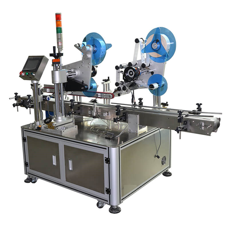 Doubel corner folding labeling machine for carton box anti-counterfeit labeling system