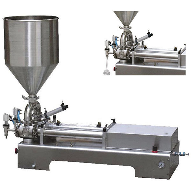 Dual heads piston filler viscous liquid semi autoamtic filling machine with hopper