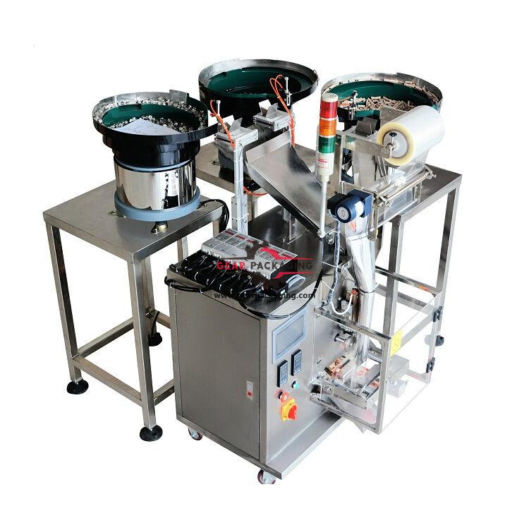 Automatic three bowls bag counting filling sealing hardware packaging machine