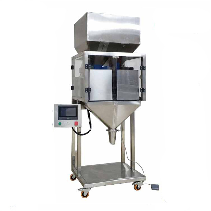 Semi automatic filling machine with double linear weighing heads