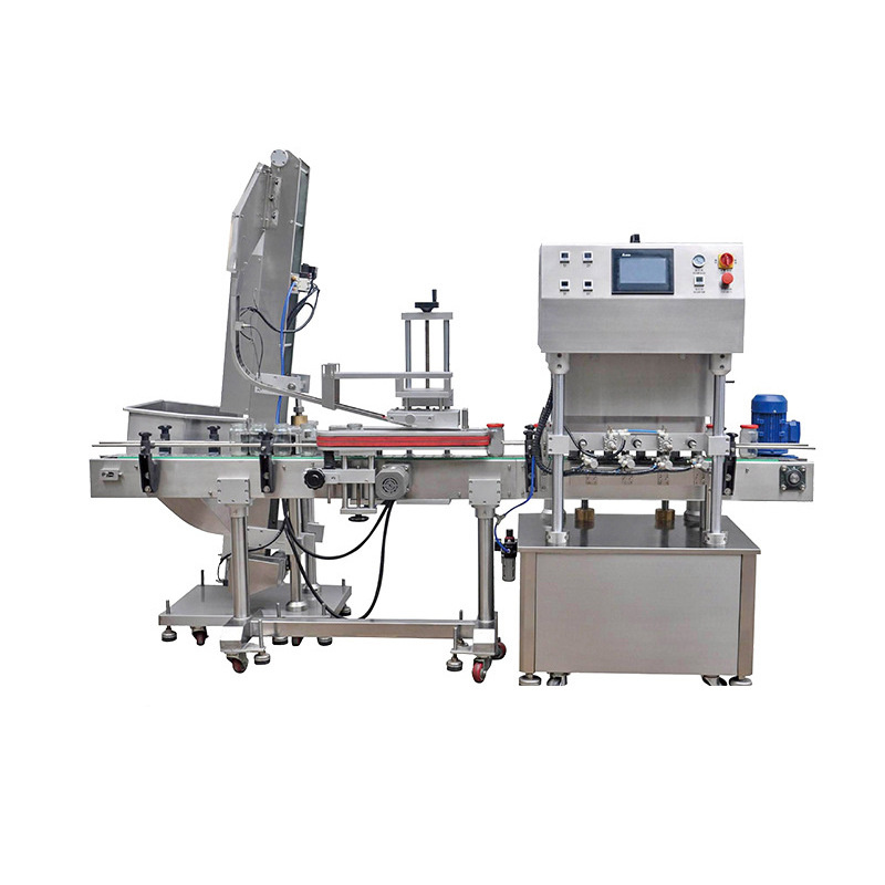 Automatic inline 2 heads bottle vacuum capping machine