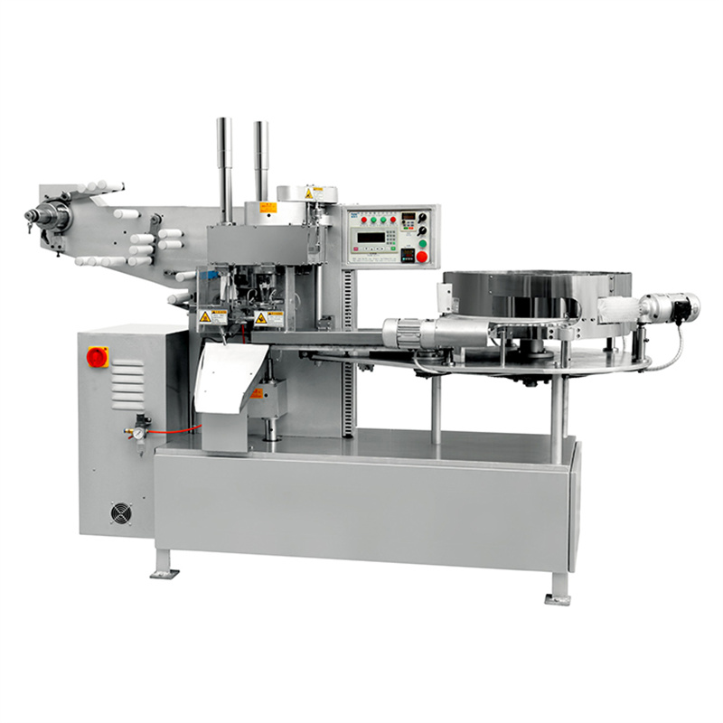 Automatic candy stick lollipop film wrap twist packing machine